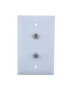 Dual 1 GHz Coax F Connector Wall Plate - White